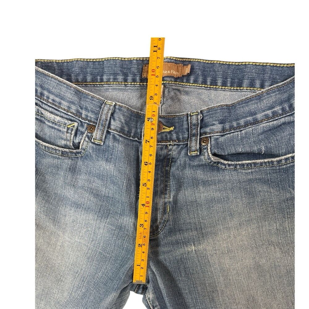 Abercrombie & Fitch Y2K Denim Stretch Bermuda Shorts Low Rise Cuffed Size 10 - Picture 4 of 9
